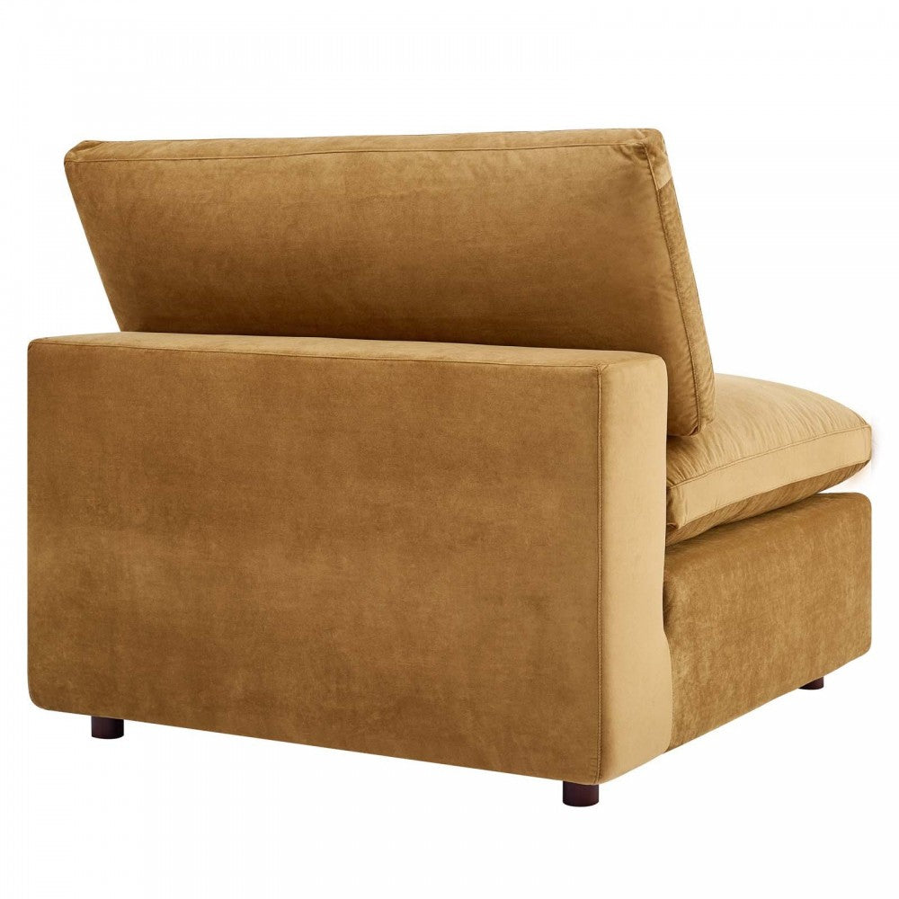 Commix Down Filled Overstuffed Performance Velvet 3-Seater Sofa, Cognac