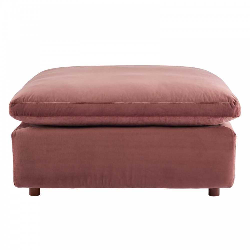 Commix Down Filled Overstuffed Performance Velvet 4-Piece Sectional Sofa, Dusty Rose