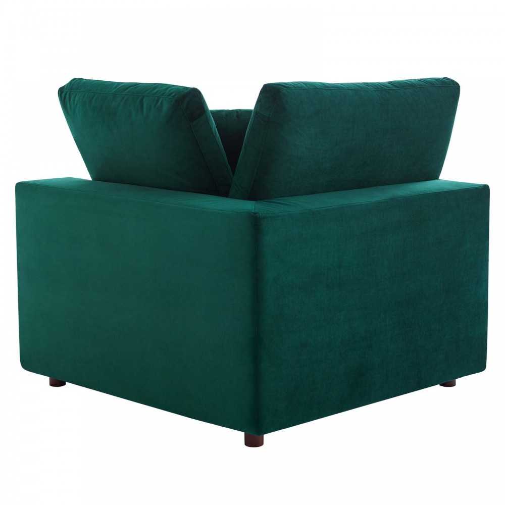 Commix Down Filled Overstuffed Performance Velvet 4-Piece Sectional Sofa, Green