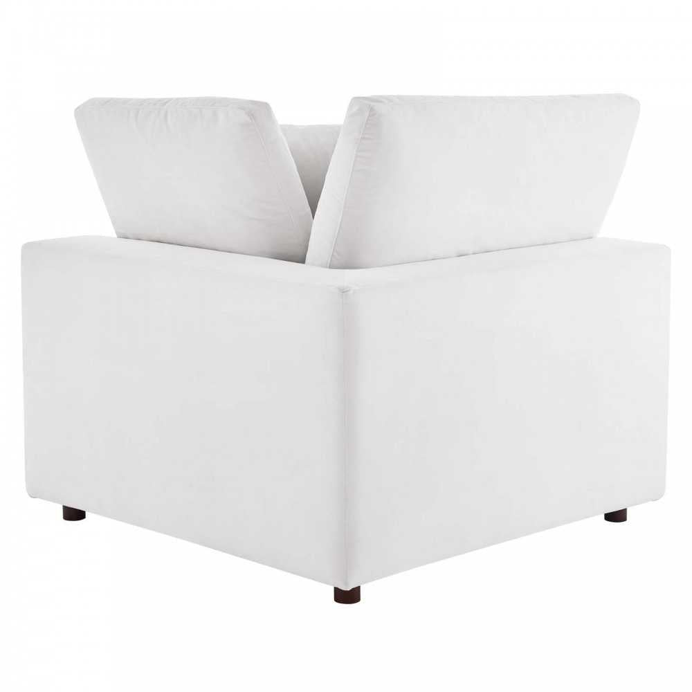 Commix Down Filled Overstuffed Performance Velvet 4-Piece Sectional Sofa, White