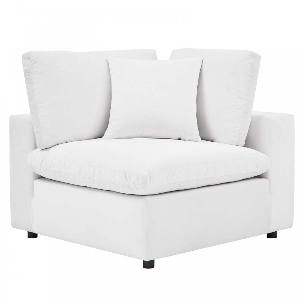 Commix Down Filled Overstuffed Performance Velvet 4-Piece Sectional Sofa, White