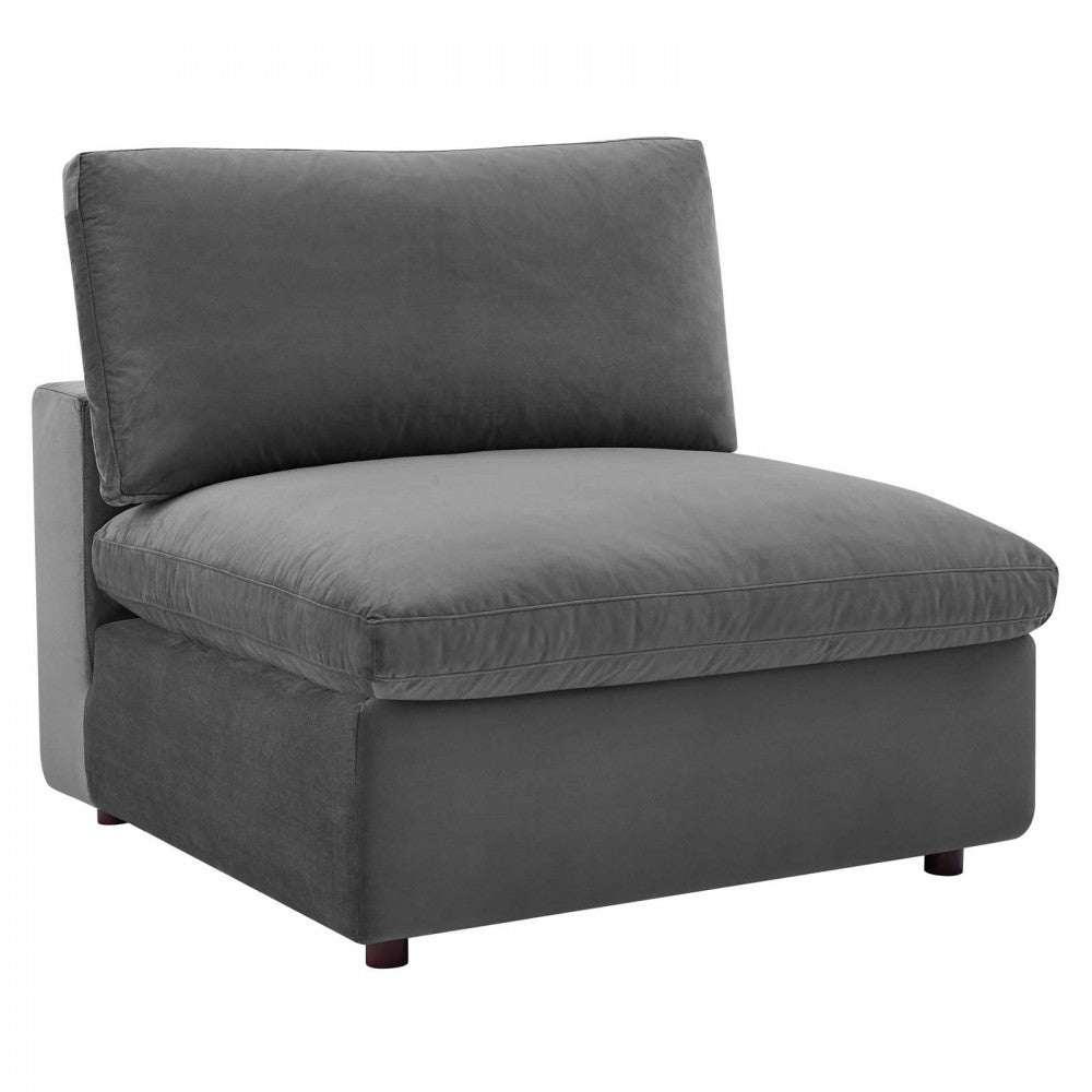 Commix Down Filled Overstuffed Performance Velvet 4-Seater Sofa, Gray