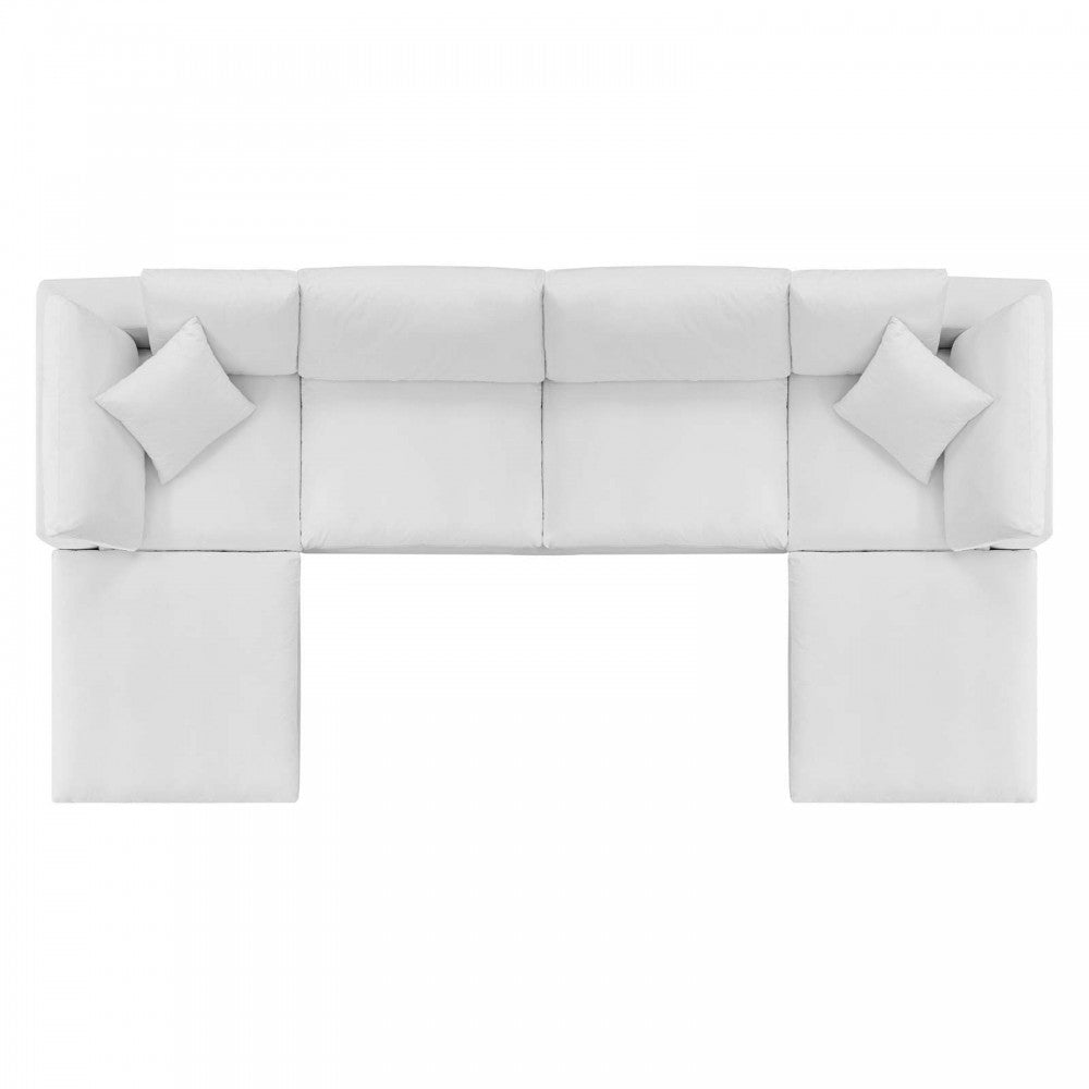 Commix Down Filled Overstuffed Performance Velvet 6-Piece Sectional Sofa, White, EEI-4821-WHI