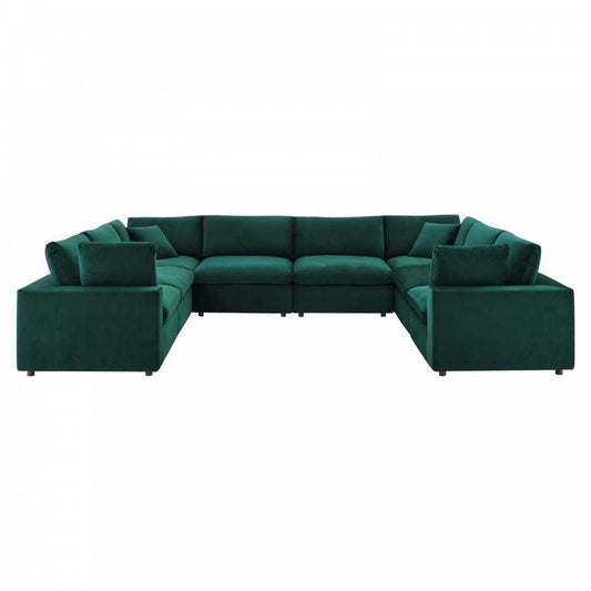 Commix Down Filled Overstuffed Performance Velvet 	8-Piece Sectional Sofa, Green