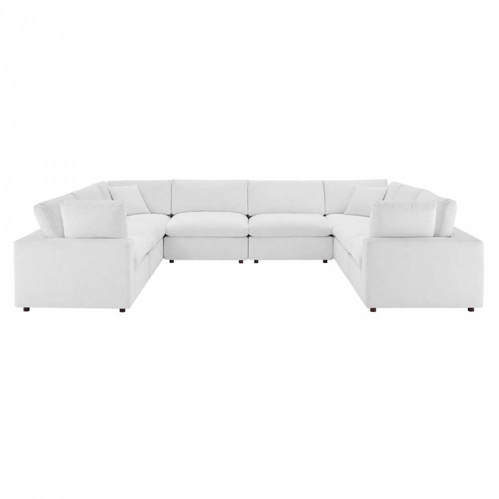 Commix Down Filled Overstuffed Performance Velvet 	8-Piece Sectional Sofa, White