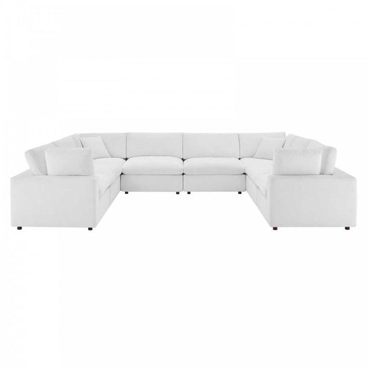 Commix Down Filled Overstuffed Performance Velvet 	8-Piece Sectional Sofa, White