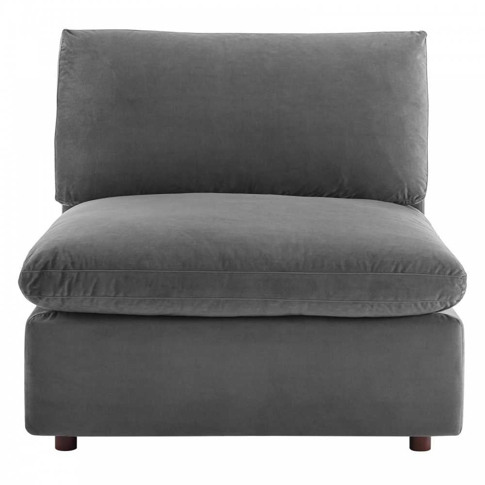 Commix Down Filled Overstuffed Performance Velvet Armless Chair, Gray