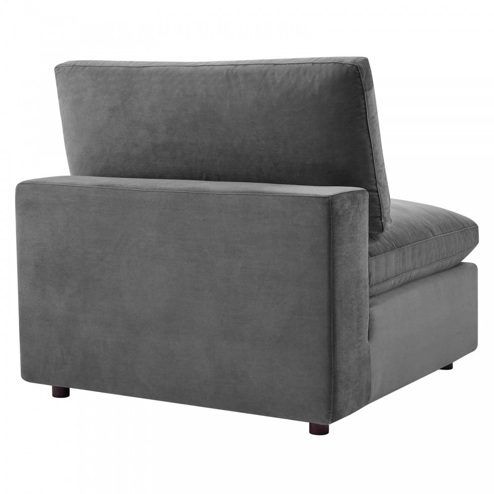 Commix Down Filled Overstuffed Performance Velvet Armless Chair, Gray
