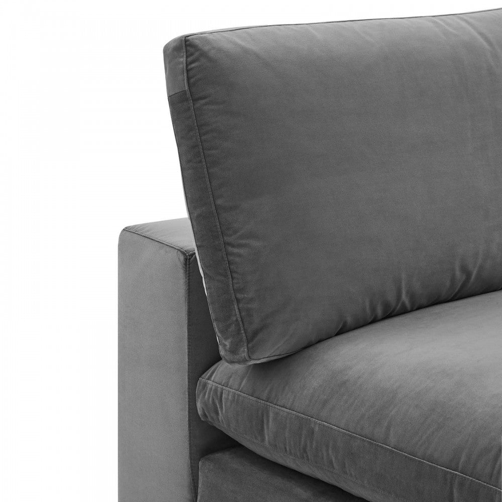 Commix Down Filled Overstuffed Performance Velvet Armless Chair, Gray
