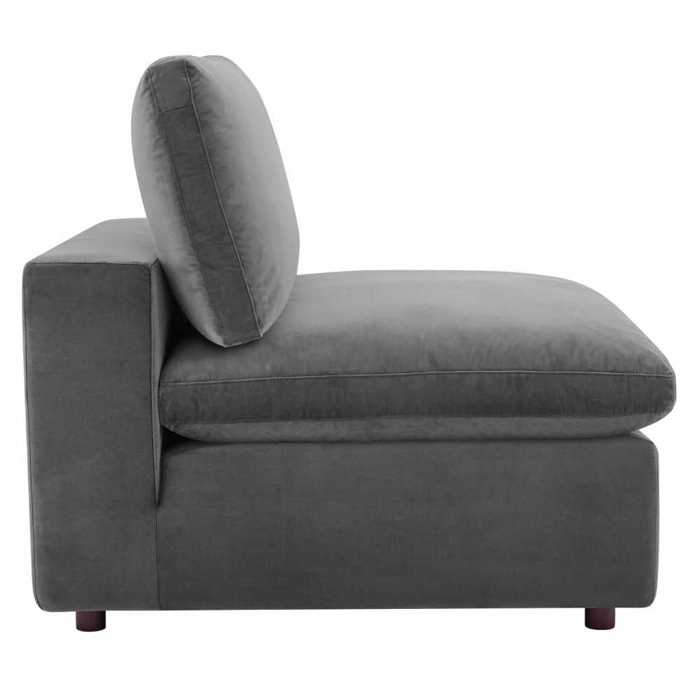 Commix Down Filled Overstuffed Performance Velvet Armless Chair, Gray