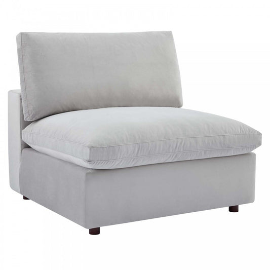 Commix Down Filled Overstuffed Performance Velvet Armless Chair, Light Gray