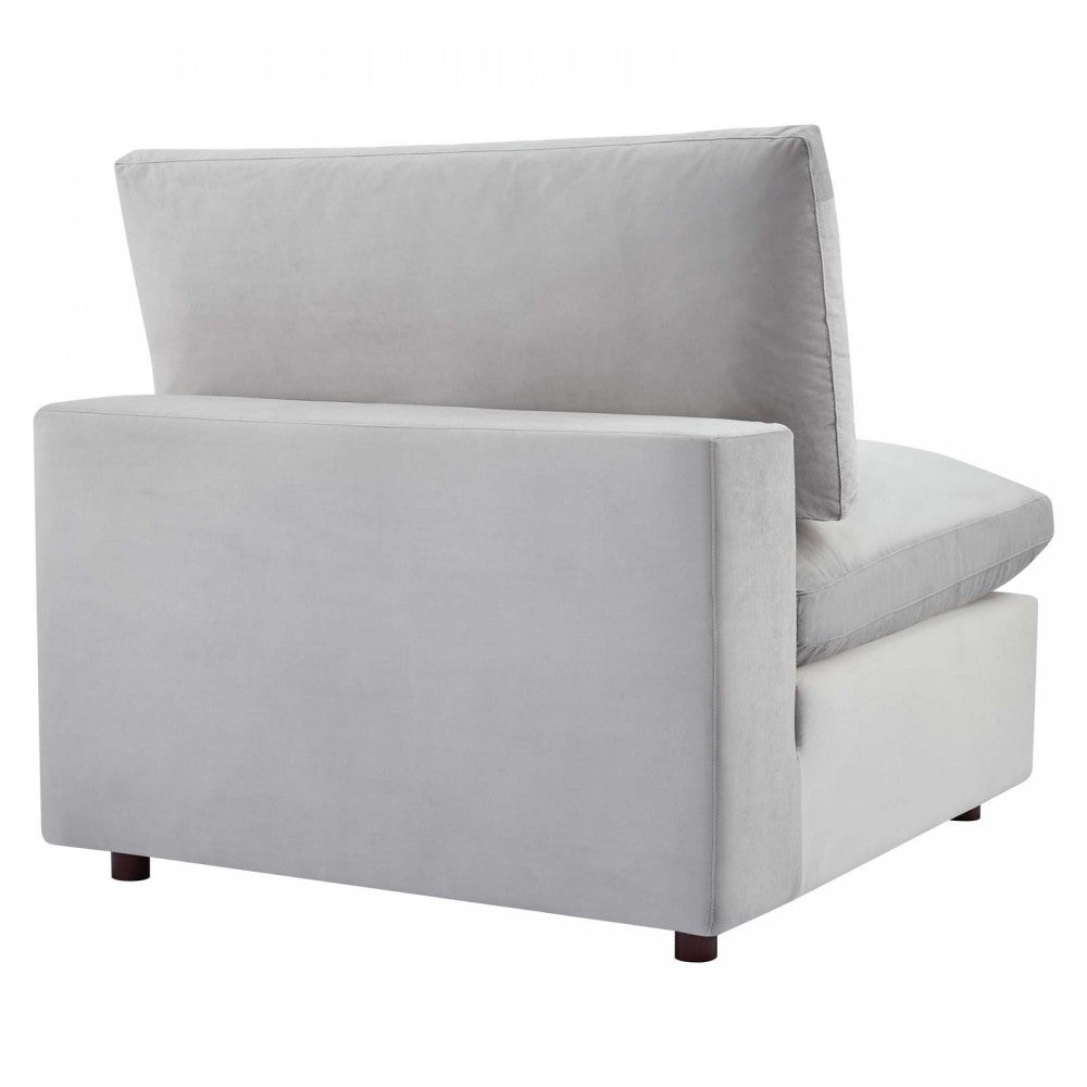 Commix Down Filled Overstuffed Performance Velvet Armless Chair, Light Gray