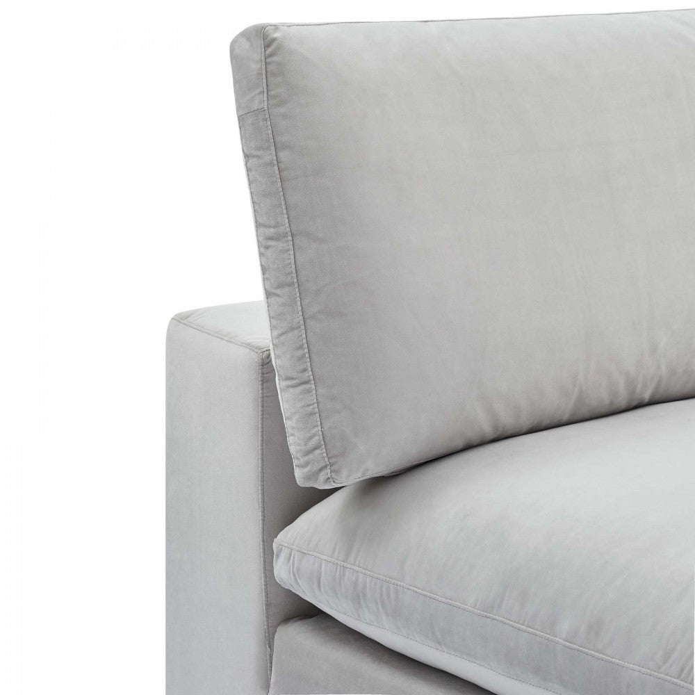 Commix Down Filled Overstuffed Performance Velvet Armless Chair, Light Gray