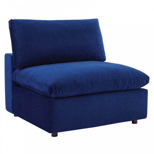 Commix Down Filled Overstuffed Performance Velvet Armless Chair, Navy