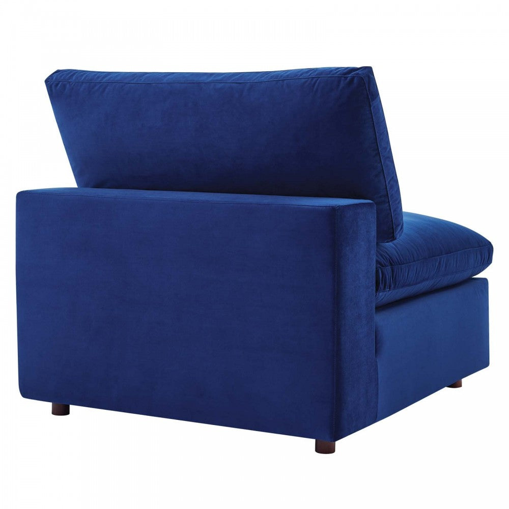 Commix Down Filled Overstuffed Performance Velvet Armless Chair, Navy