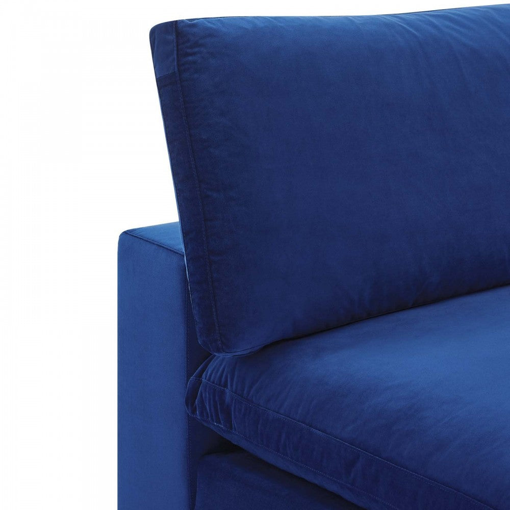 Commix Down Filled Overstuffed Performance Velvet Armless Chair, Navy
