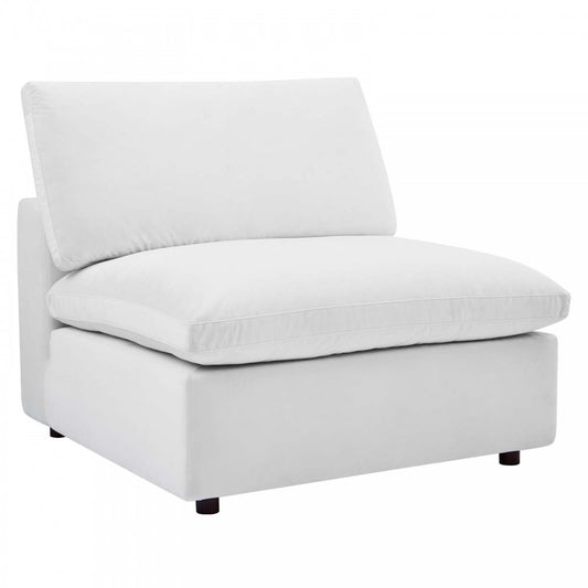 Commix Down Filled Overstuffed Performance Velvet Armless Chair, White