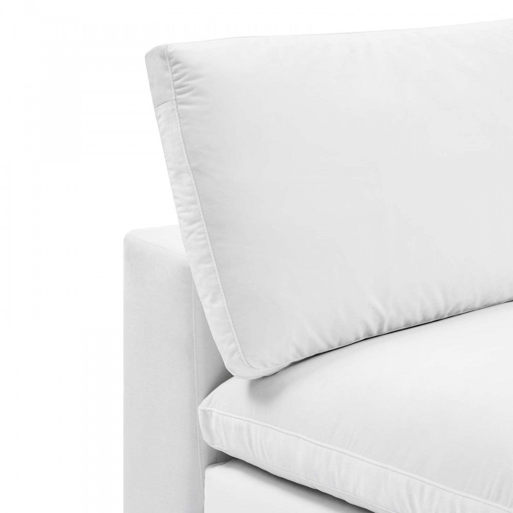 Commix Down Filled Overstuffed Performance Velvet Armless Chair, White