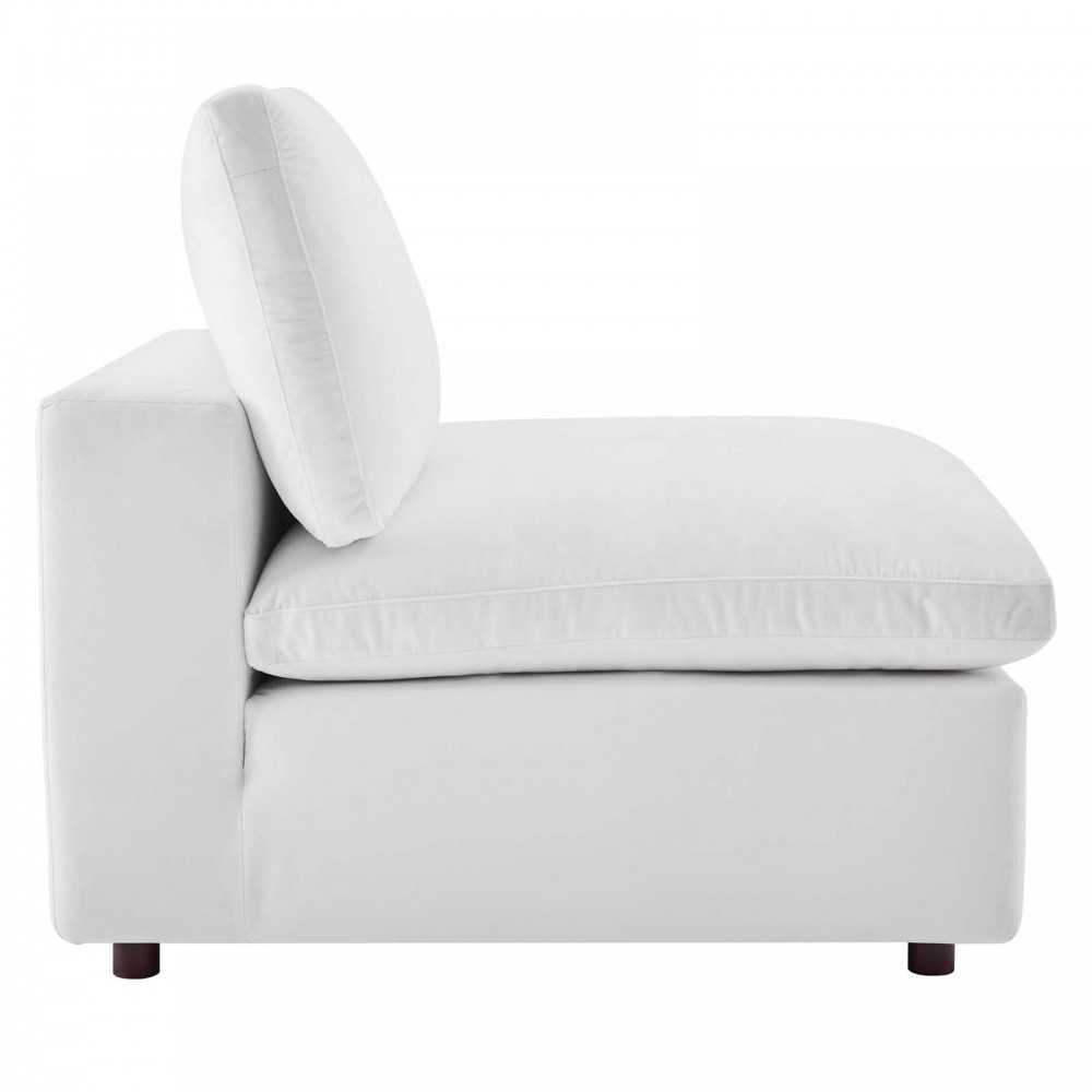 Commix Down Filled Overstuffed Performance Velvet Armless Chair, White