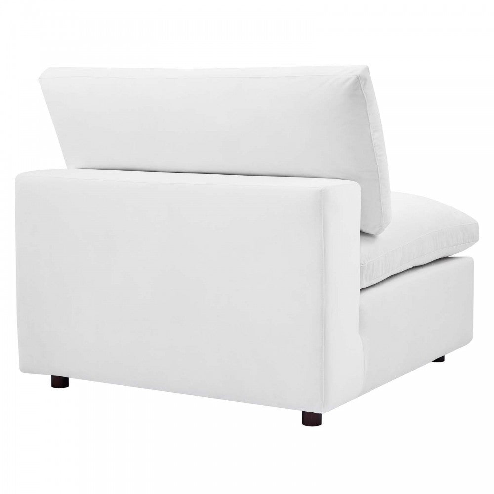 Commix Down Filled Overstuffed Performance Velvet Armless Chair, White