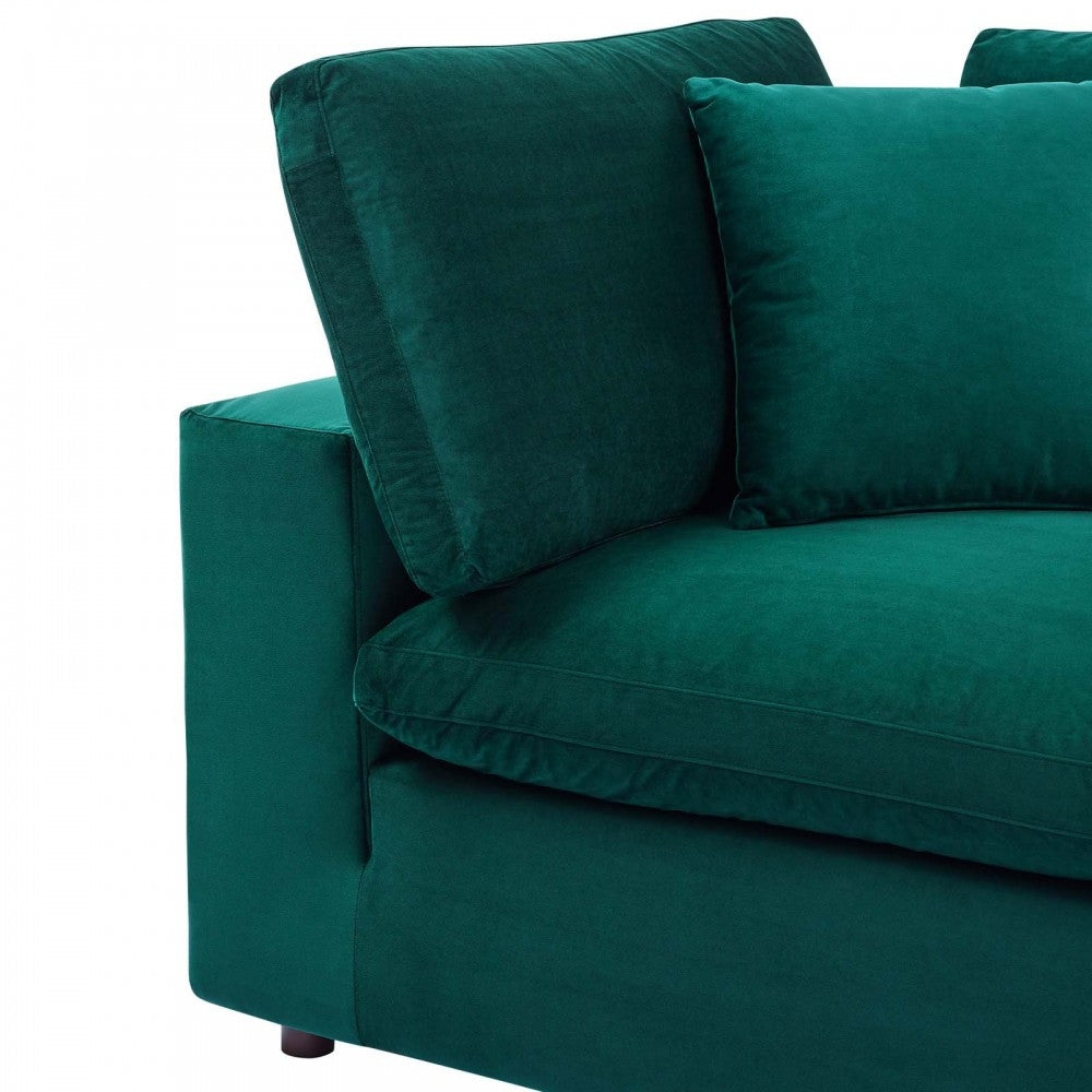 Commix Down Filled Overstuffed Performance Velvet Corner Chair, Green