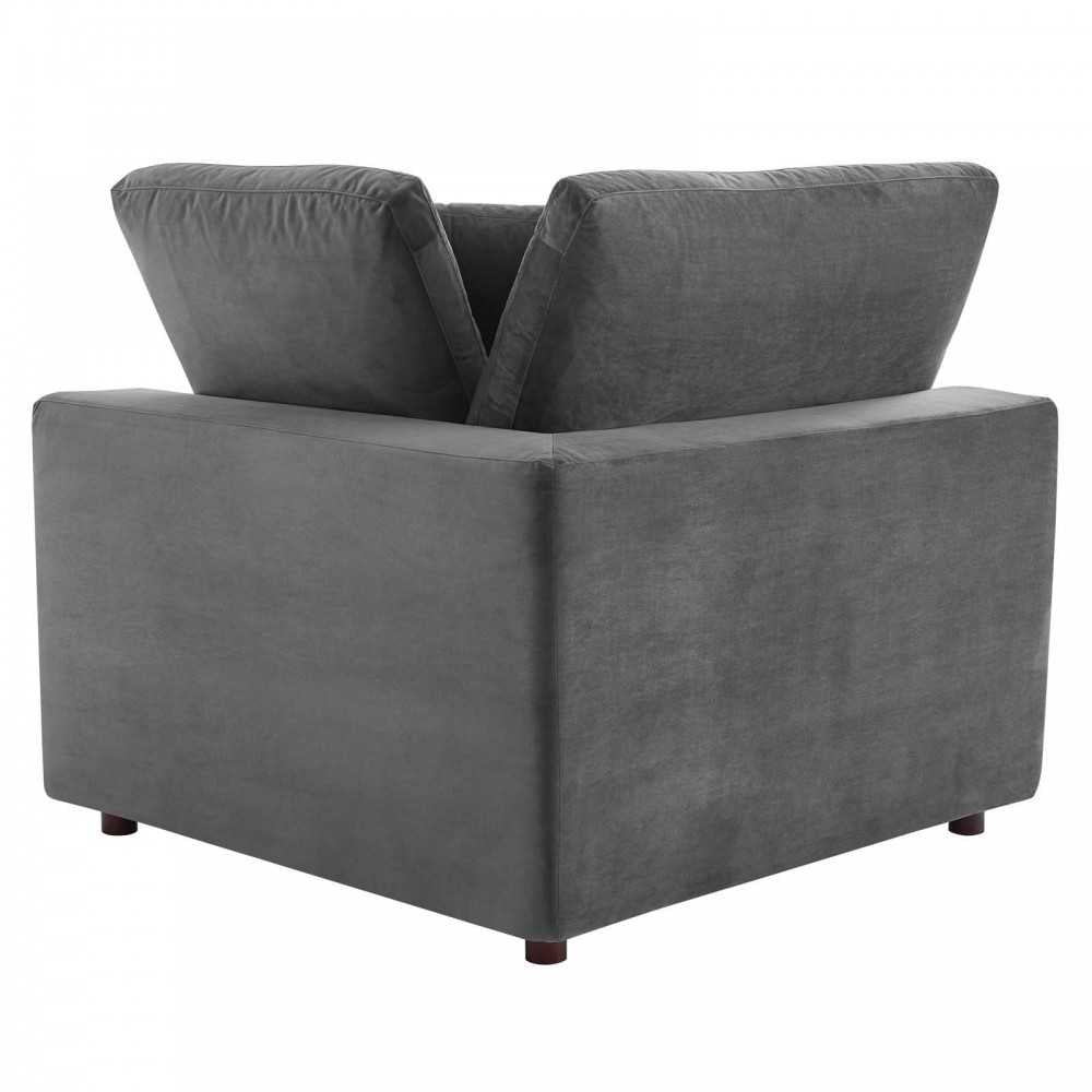 Commix Down Filled Overstuffed Performance Velvet Corner Chair, Gray