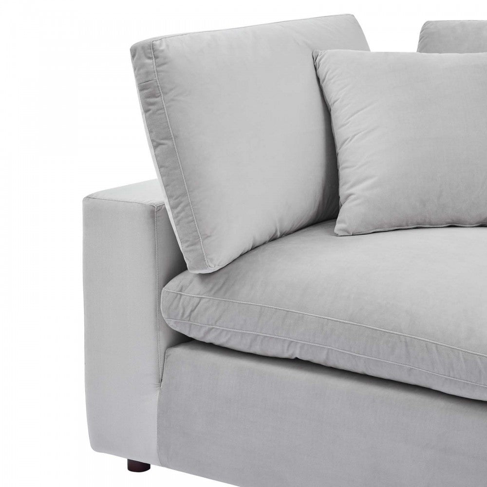 Commix Down Filled Overstuffed Performance Velvet Corner Chair, Light Gray