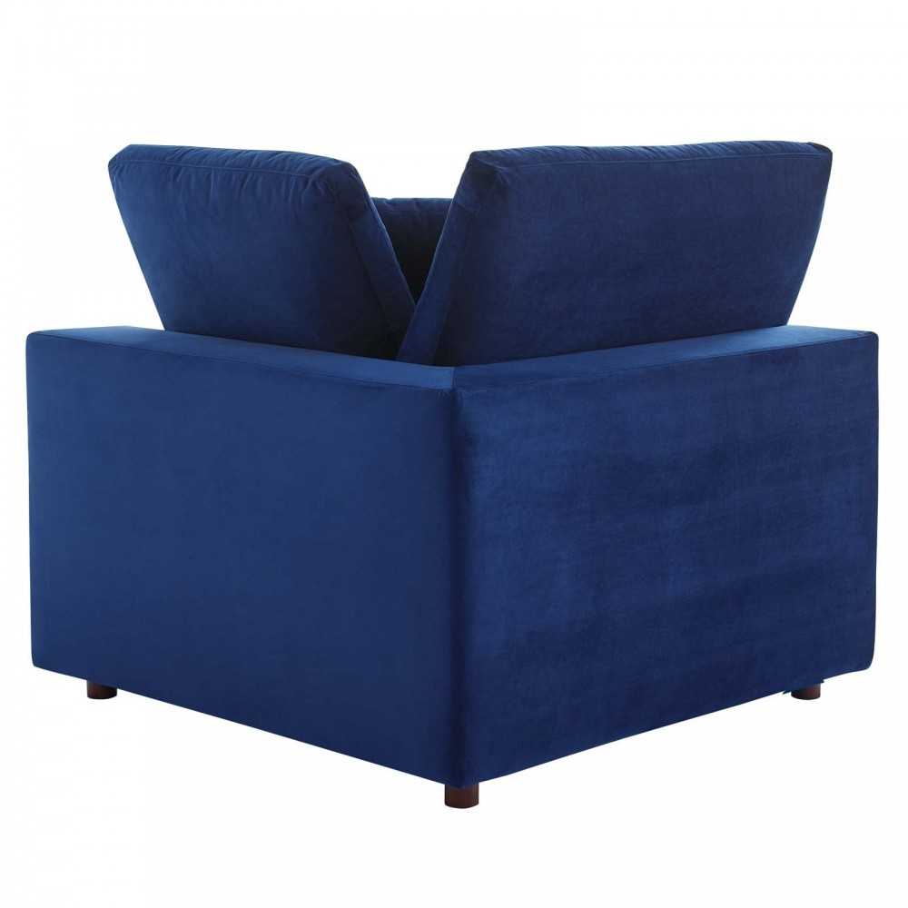 Commix Down Filled Overstuffed Performance Velvet Corner Chair, Navy
