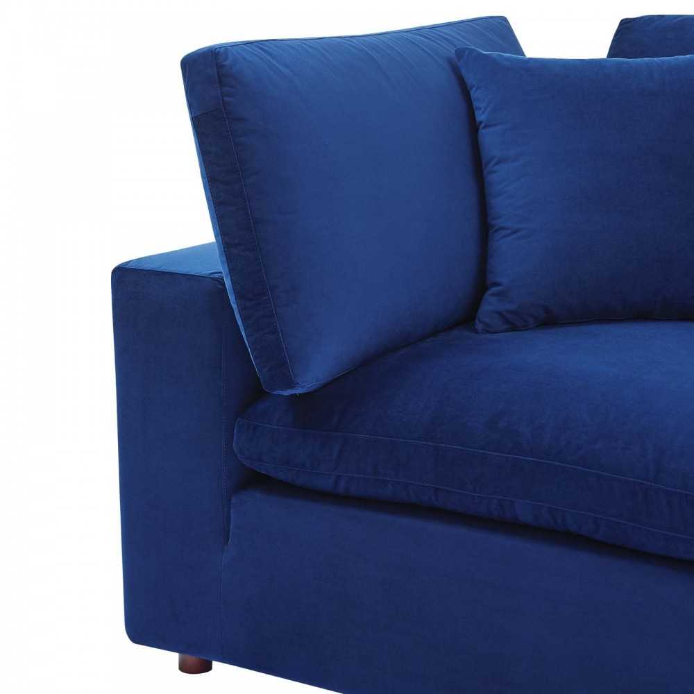Commix Down Filled Overstuffed Performance Velvet Corner Chair, Navy