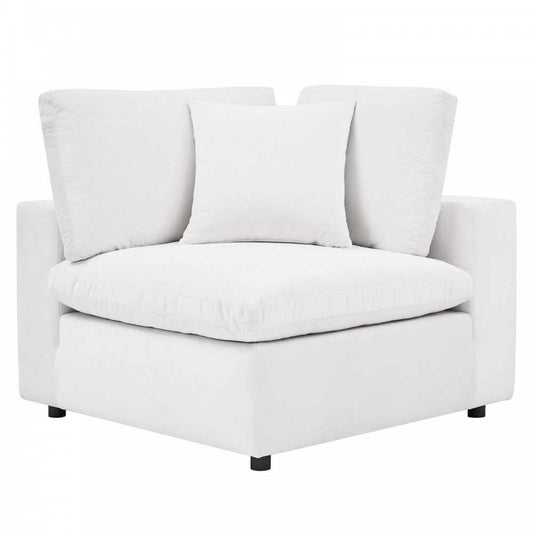 Commix Down Filled Overstuffed Performance Velvet Corner Chair, White