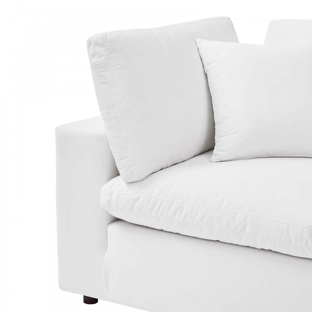 Commix Down Filled Overstuffed Performance Velvet Corner Chair, White