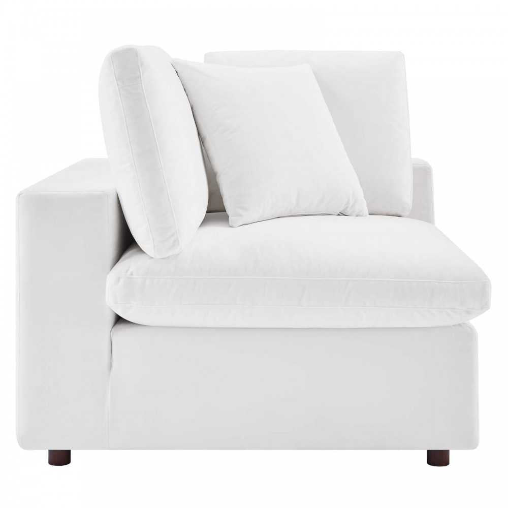 Commix Down Filled Overstuffed Performance Velvet Corner Chair, White
