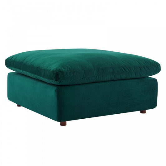 Commix Down Filled Overstuffed Performance Velvet Ottoman, Green
