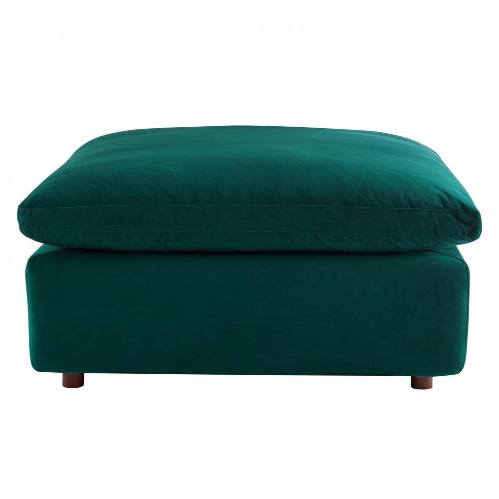 Commix Down Filled Overstuffed Performance Velvet Ottoman, Green