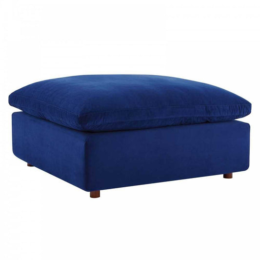Commix Down Filled Overstuffed Performance Velvet Ottoman, Navy