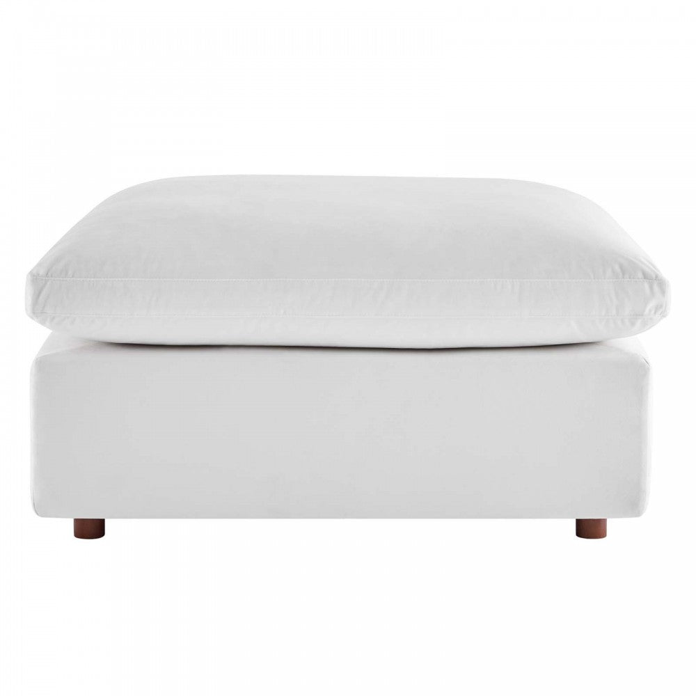 Commix Down Filled Overstuffed Performance Velvet Ottoman, White