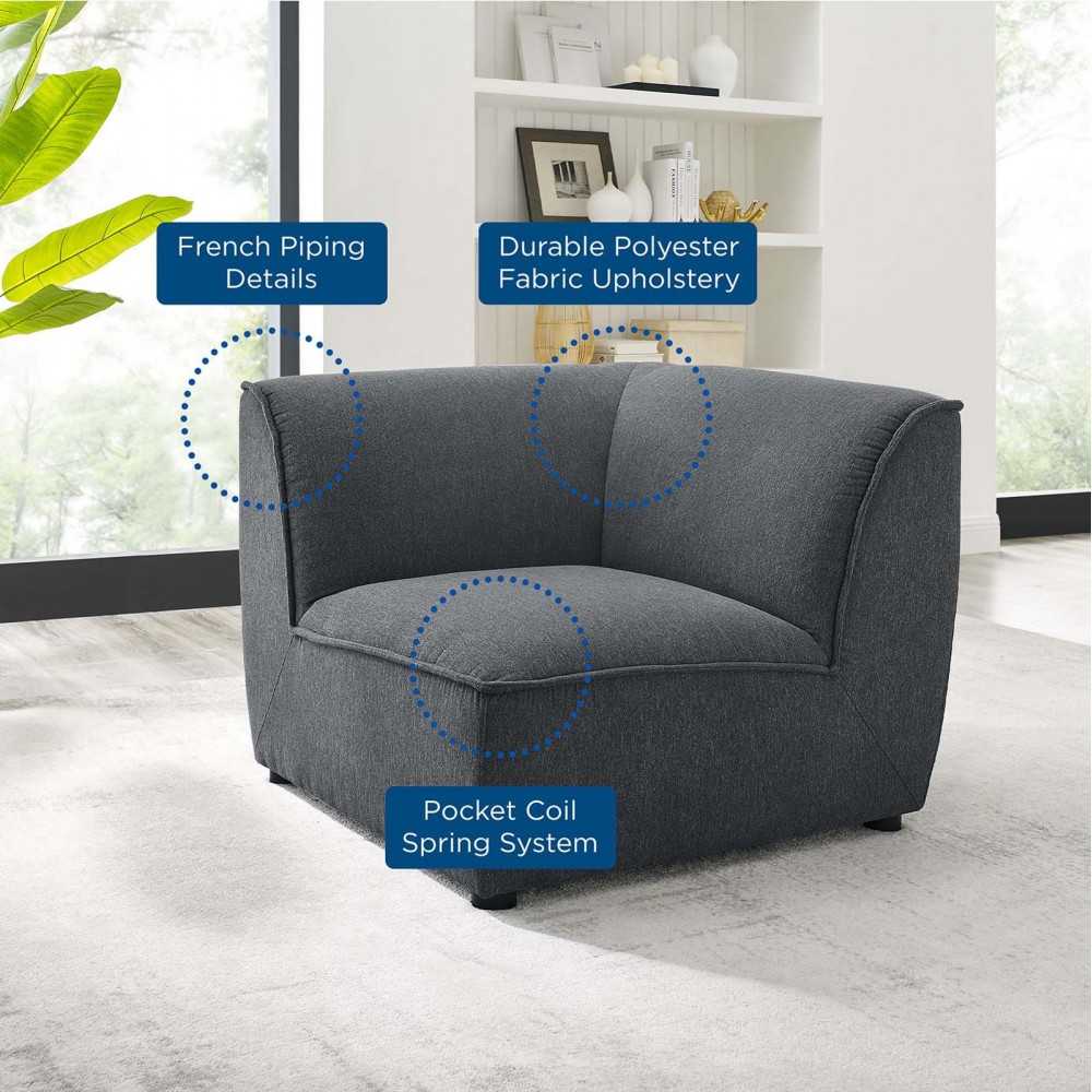 Comprise Corner Sectional Sofa Chair, Charcoal