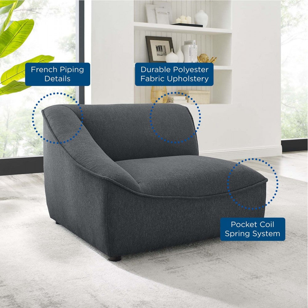 Comprise Left-Arm Sectional Sofa Chair, Charcoal