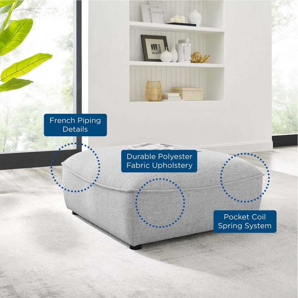 Comprise Sectional Sofa Ottoman, Light Gray