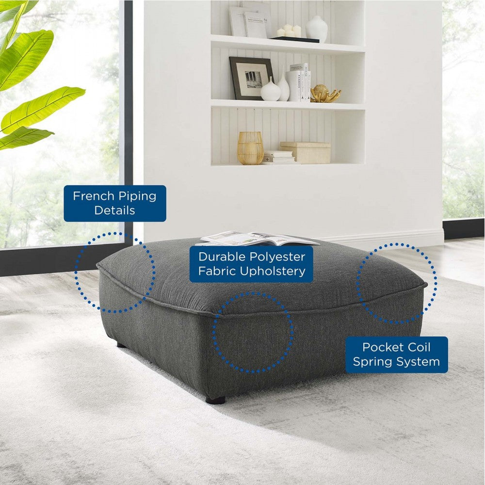 Comprise Sectional Sofa Ottoman, Charcoal