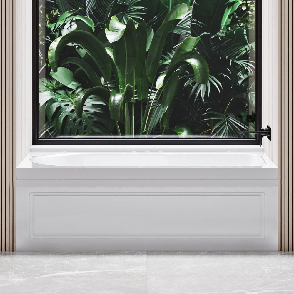 Concorde 60x32 Acrylic Glossy White, Alcove, Integral, RH Drain, Apron Bathtub