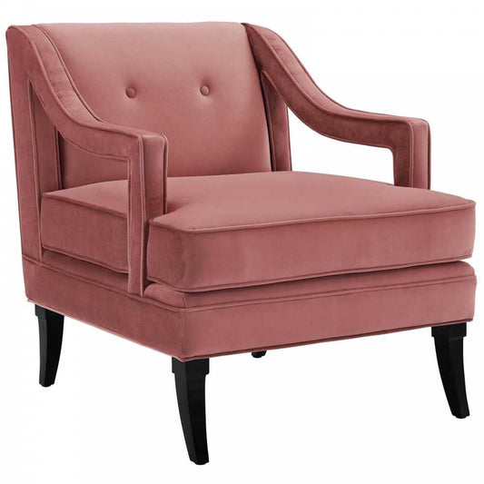 Concur Button Tufted Performance Velvet Armchair, Dusty Rose