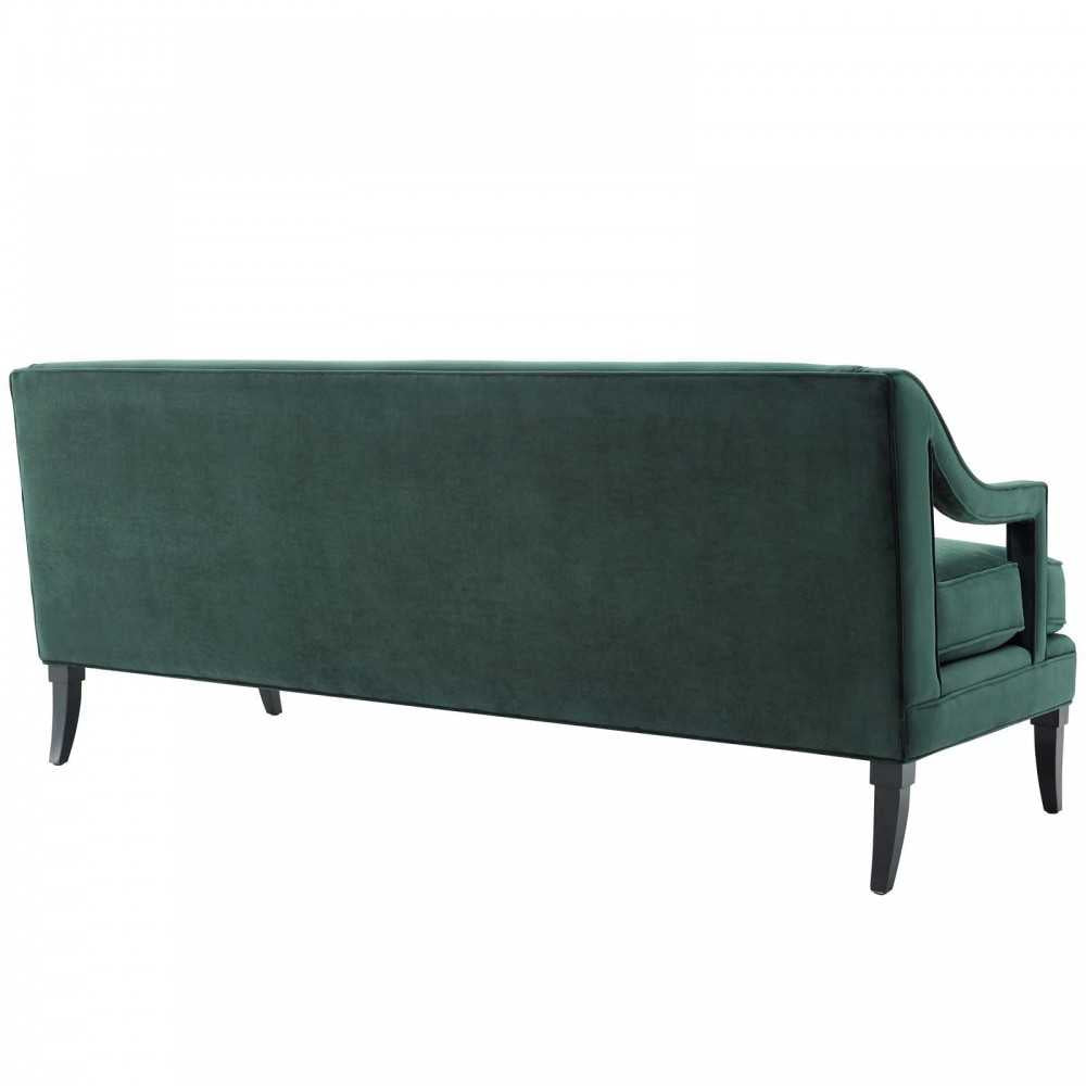 Concur Button Tufted Performance Velvet Sofa, Green