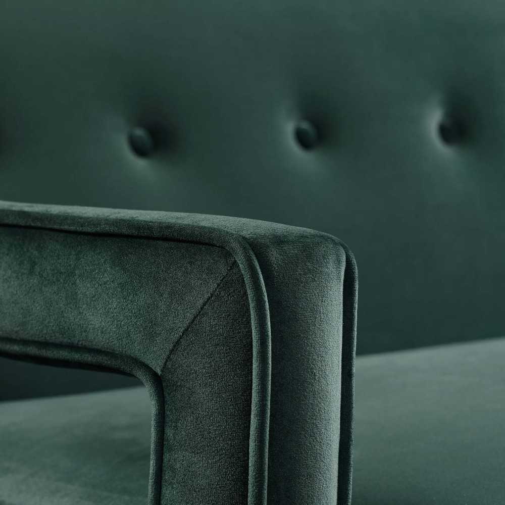 Concur Button Tufted Performance Velvet Sofa, Green