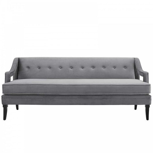 Concur Button Tufted Performance Velvet Sofa, Gray