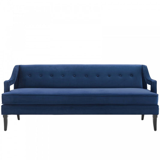 Concur Button Tufted Performance Velvet Sofa, Navy