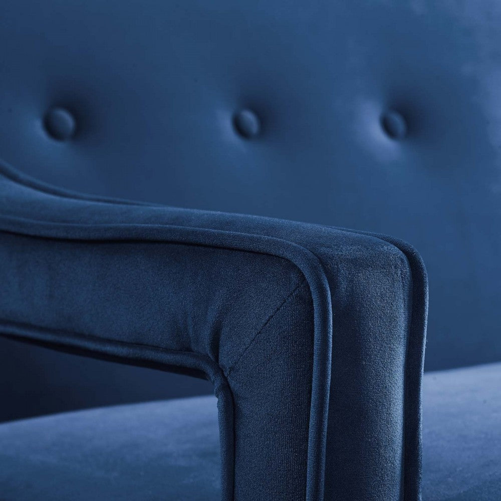 Concur Button Tufted Performance Velvet Sofa, Navy