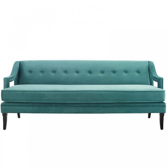 Concur Button Tufted Performance Velvet Sofa, Teal