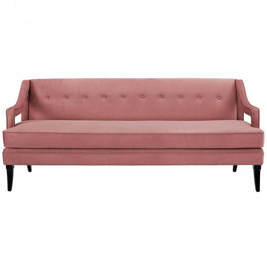 Concur Button Tufted Performance Velvet Sofa, Dusty Rose
