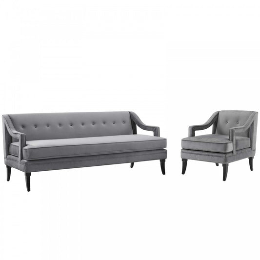 Concur Living Room Set Performance Velvet Set of 2, Gray, EEI-4024-GRY-SET